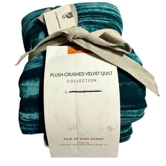 Set of Two (2) Luxurious Plush Crushed Velvet King Shams - Picture 2 of 6